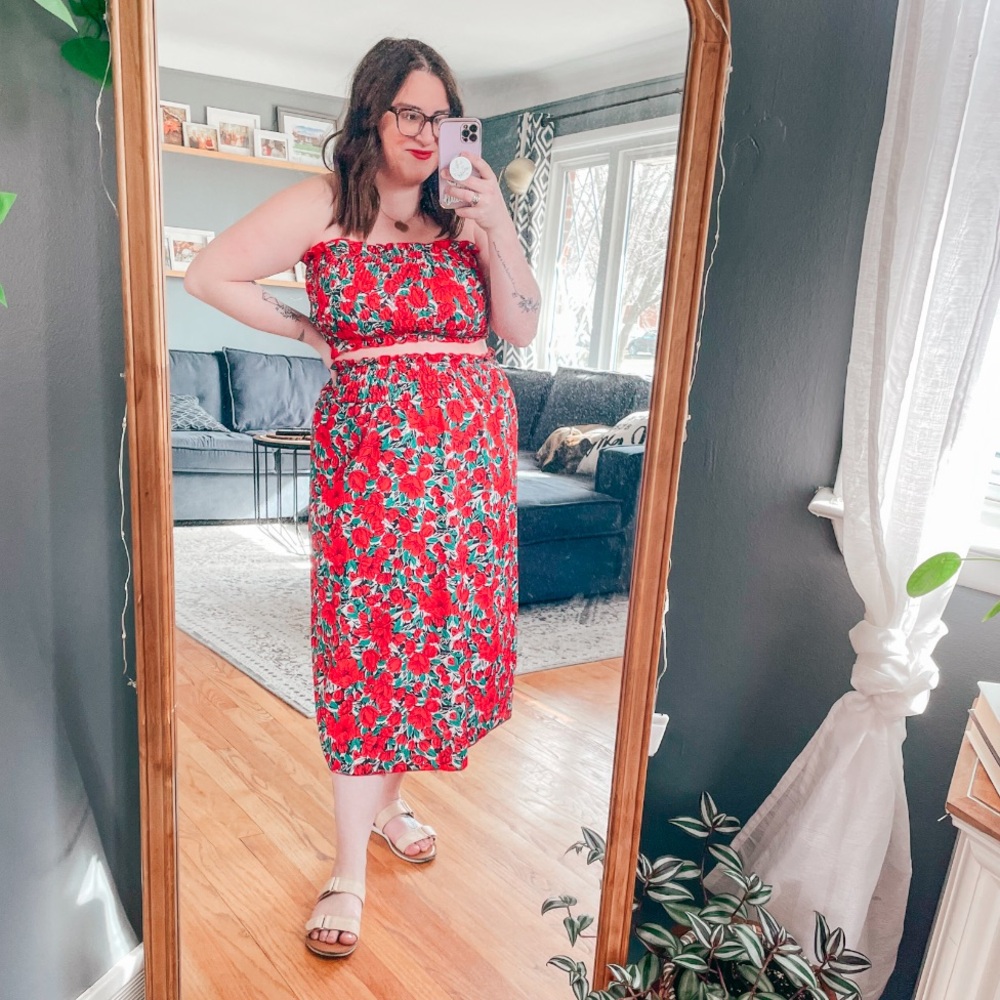 Floral Red Matching Set